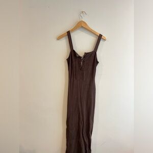 H&M Midi Knit Dress, Brown Bodycon